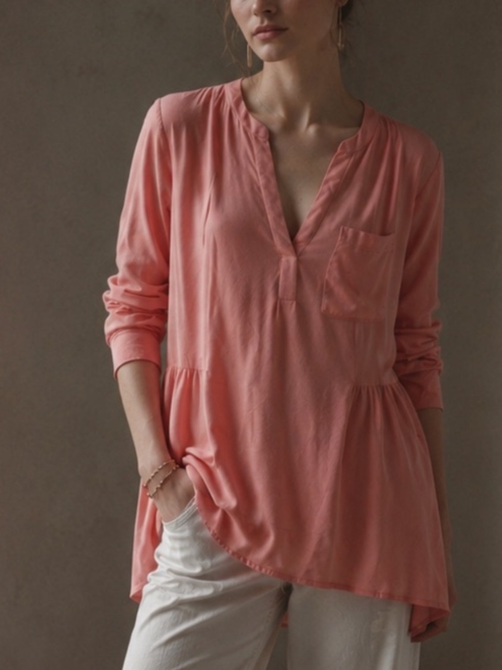 Maeve Anthropologie Pink Rayon Silky Blouse Size 8